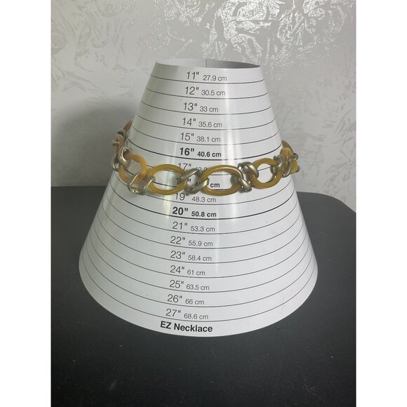 Talbots Mustard Yellow Acrylic & Silver-Tone Link Necklace With Chain Extender - Picture 2 of 4